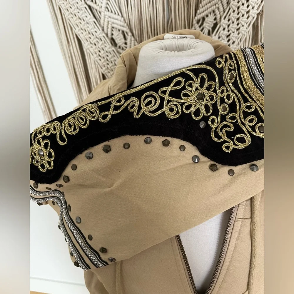 Free People Golden Quills Military Parka with Embroidered Sleeves - Picture 5 of 16